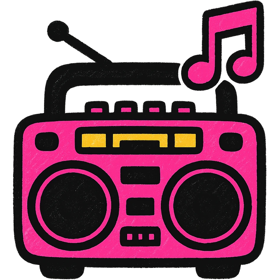 BLACKPINK-inspired object, black and pink colors, vibrant and energetic icon look emoji