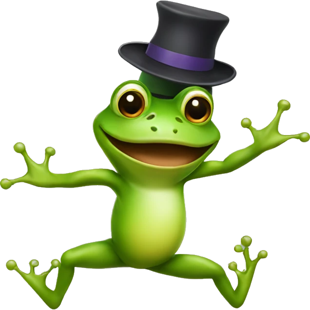 Dancing frog with hat emoji