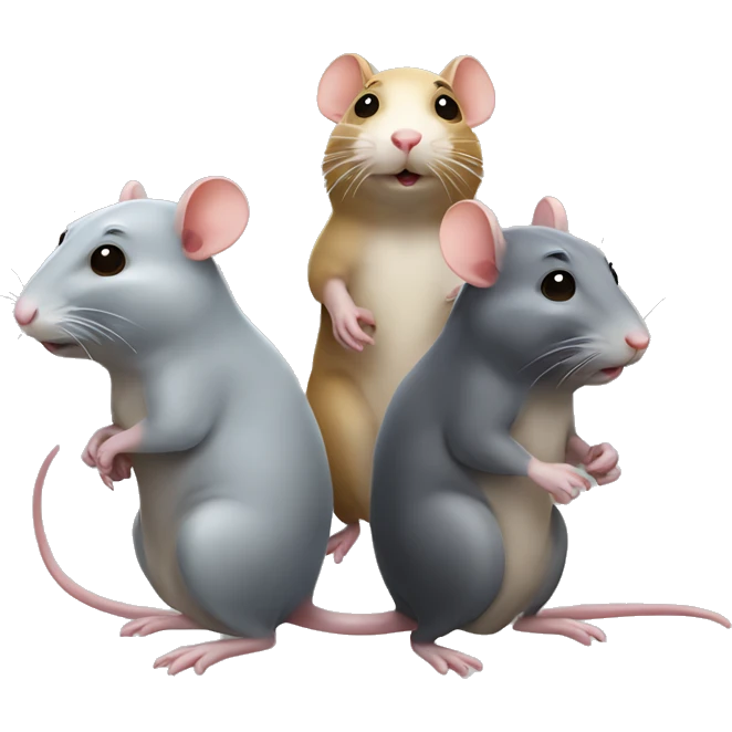 three differently colored rats gossiping emoji