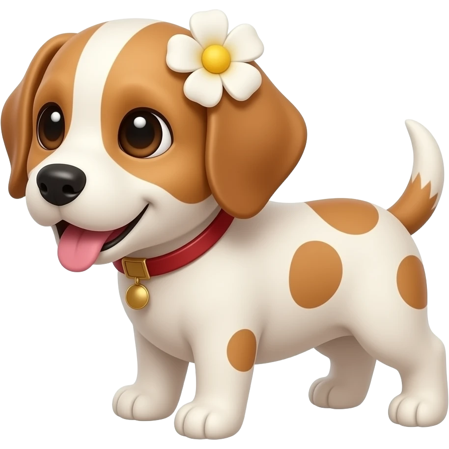 Perrito con una flor en la oreja emoji