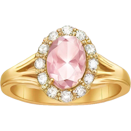 Oval engagement ring gold band pink nails emoji