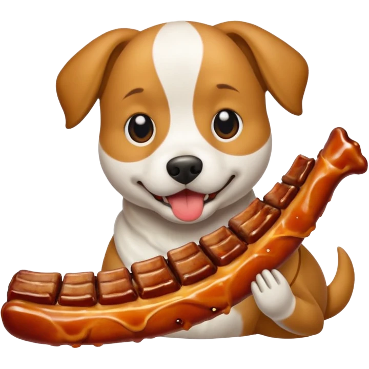 A dog eating rib emoji