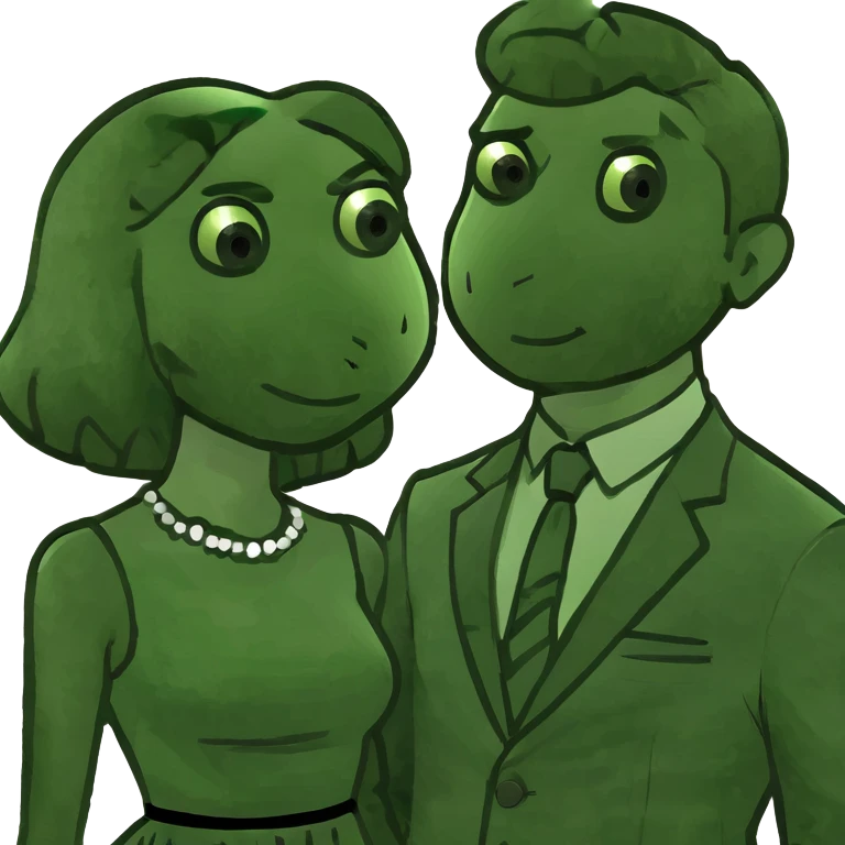 a white guy and white girl in dress and costume  emoji
