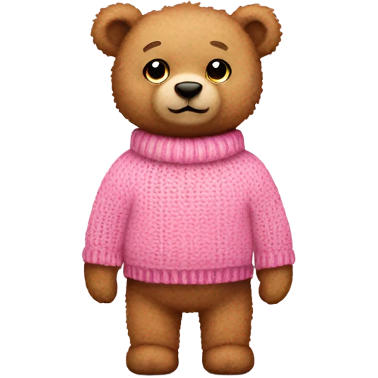 Teddy bear wearing a cute knit pink jumper emoji