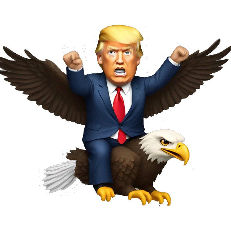 Trump riding an eagle emoji