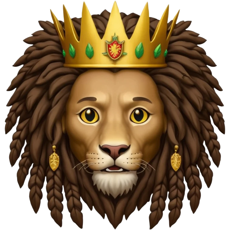 old melancholic  Bob Marley with gigantic dread locks in form heraldic crest with ethiopian lion emoji