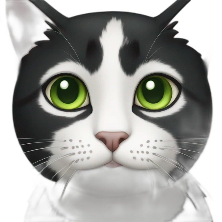 happy tuxedo cat green eye whole body emoji