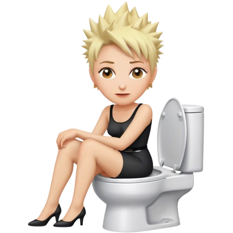 Short Blonde spikey mature woman sat on the toilet emoji