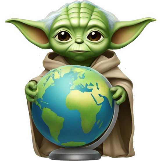 Yoda with globe emoji