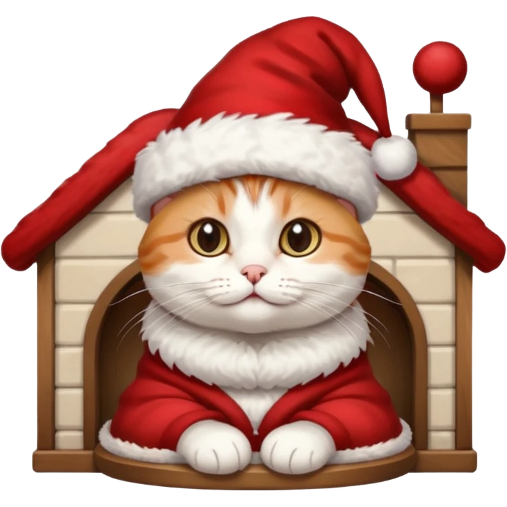 Christmas cat in aesthetic home emoji