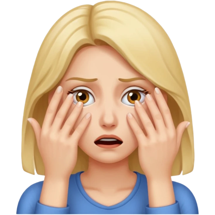 Scared woman peeking from between fingers covering eyes  emoji