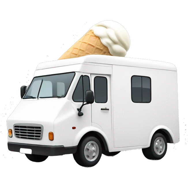minimalistic white ice-cream van, profile view emoji