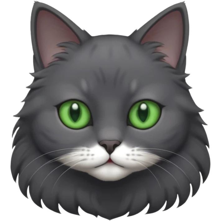 completely solid dark grey cat with green eyes and white paws emoji