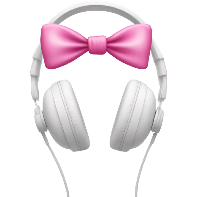 White headphones with pink bow emoji