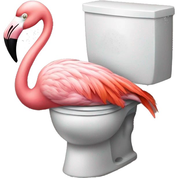 Flamingo sleeping in a hotel room by the toilet emoji
