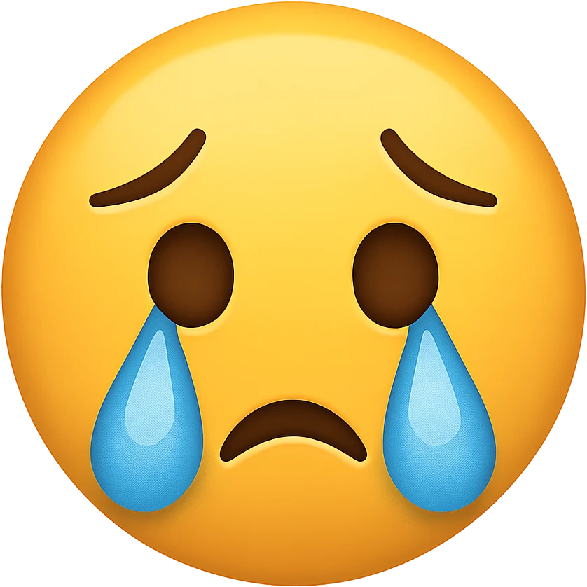 face with blue tears emoji, digital illustration emoji