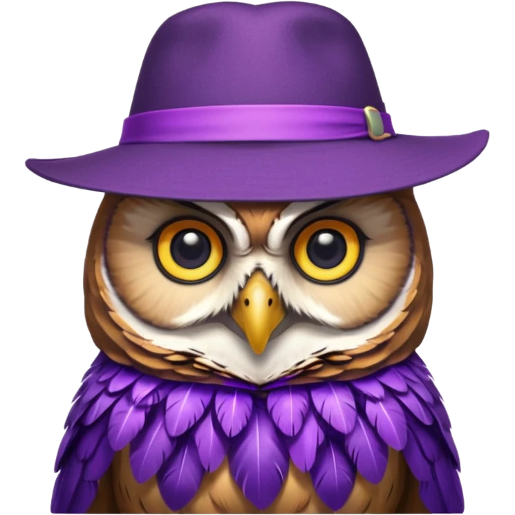 owl wear purple with hat emoji