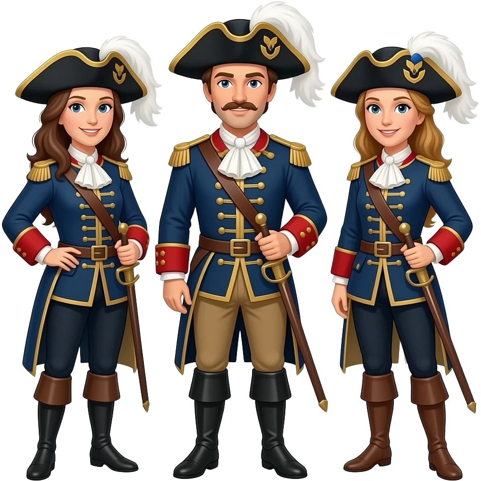 3 musketeers - 1 man 2 women emoji