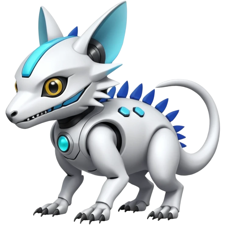  exotic futuristic modern white cyber-Fakémon-Digimon-Trico-creature emoji