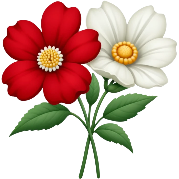 One red flower and one white flower in bouquet emoji