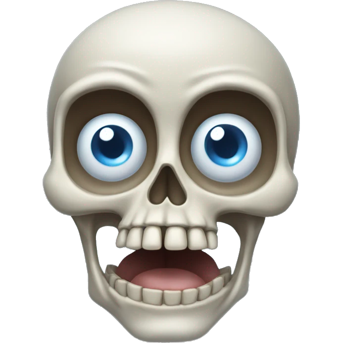skeleton blue eyes eyes popping out of his head with his tongue out emoji