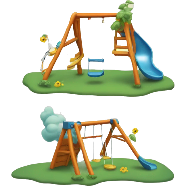 Swing set with swirly slide emoji