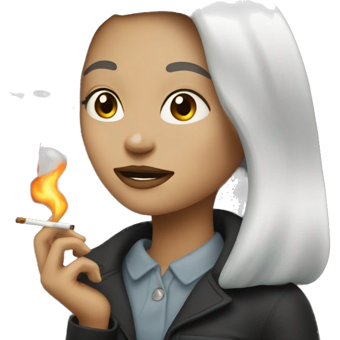girl with white hair smokes emoji