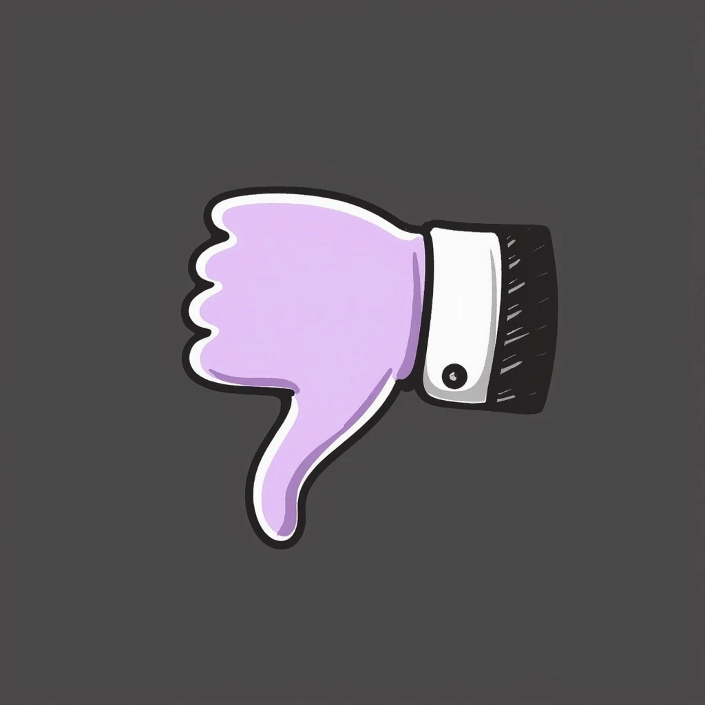 pastel chalk hand-drawn emoji of a thumbs down hand gesture, rough crayon texture, soft lilac and purple tones, doodle style, on a dark background, for an emotional Telegram channel emoji