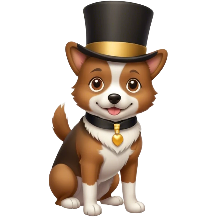 dog wearing a tophat emoji