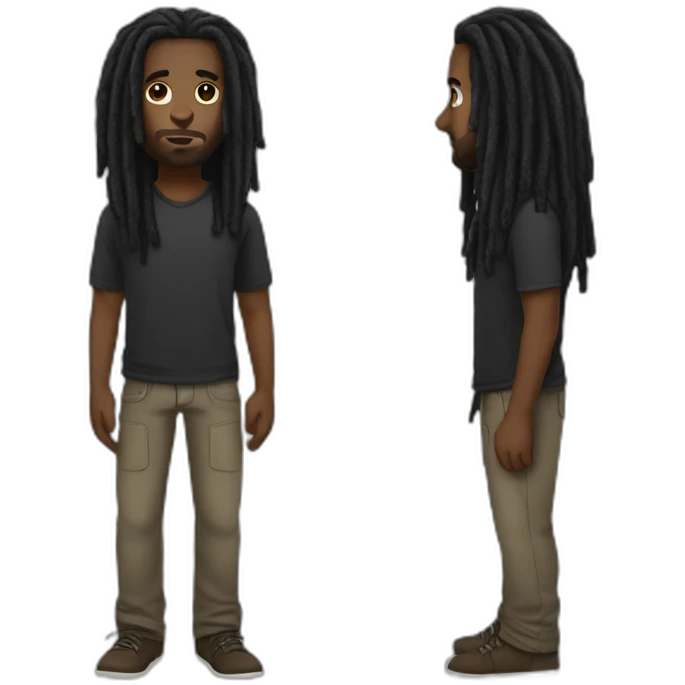 black man-dread locks-full body emoji