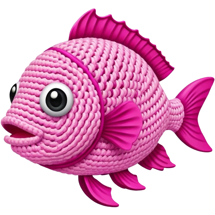 A pink fish is crochet  emoji