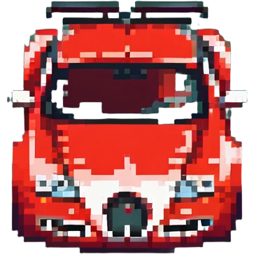 pixel art Bugatti Veyron, front view, red and black color scheme emoji