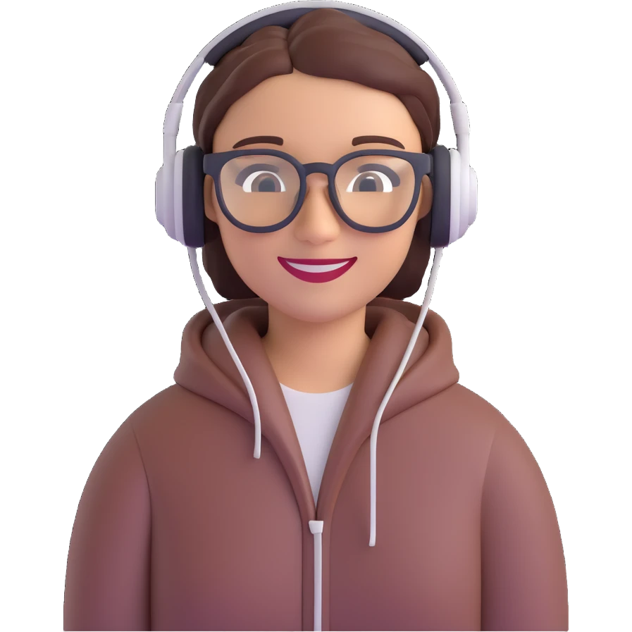 Human-like assistant — realistic but stylized person with a warm smile, headphones or sleek AR glasses.Human-like assistant — realistic but stylized person with a warm smile, headphones or sleek AR glasses. emoji