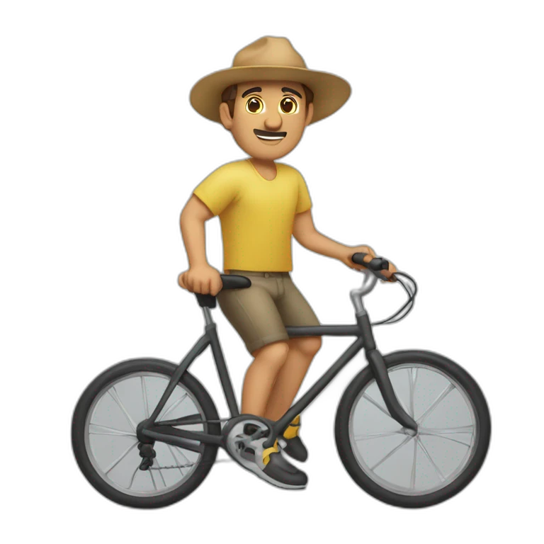 señor gordo sin pelo en bicicleta emoji