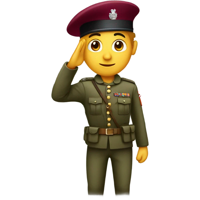 Saluting white Soldier with maroon beret  emoji