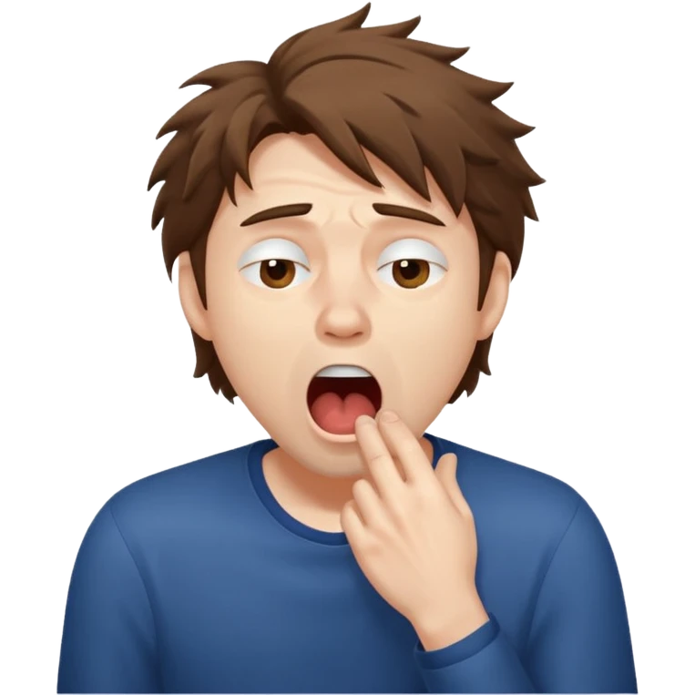 Weak man with disheveled hair yawning emoji