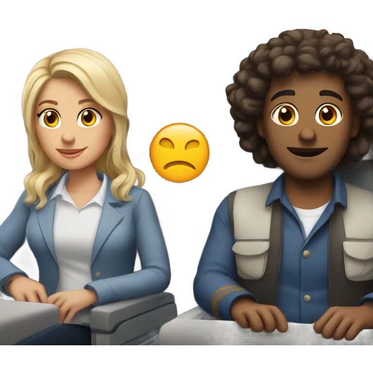 Two white people one male one female sitting in an airplane emoji