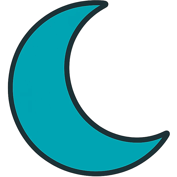 minimal style crescent moon in dark cyan color emoji