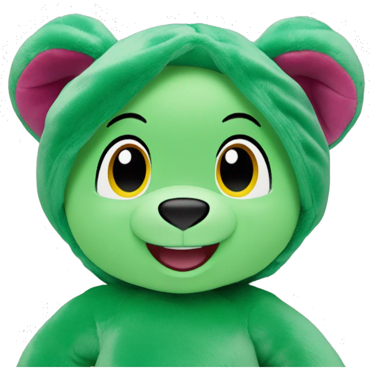 Green beanie buddy bear ariel from ty collection emoji