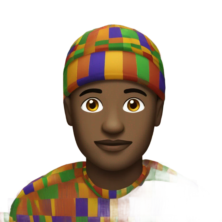 Guy wearing kente kufi emoji