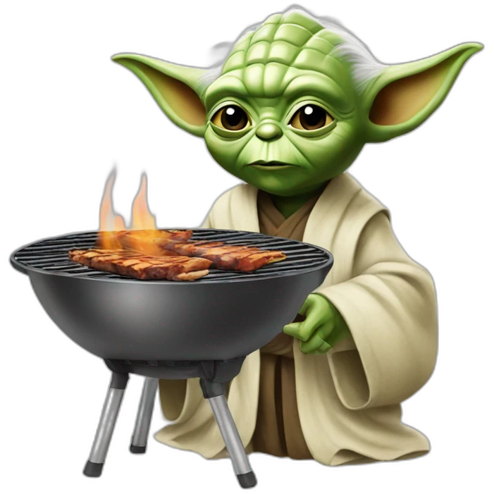 Yoda with à bbq emoji