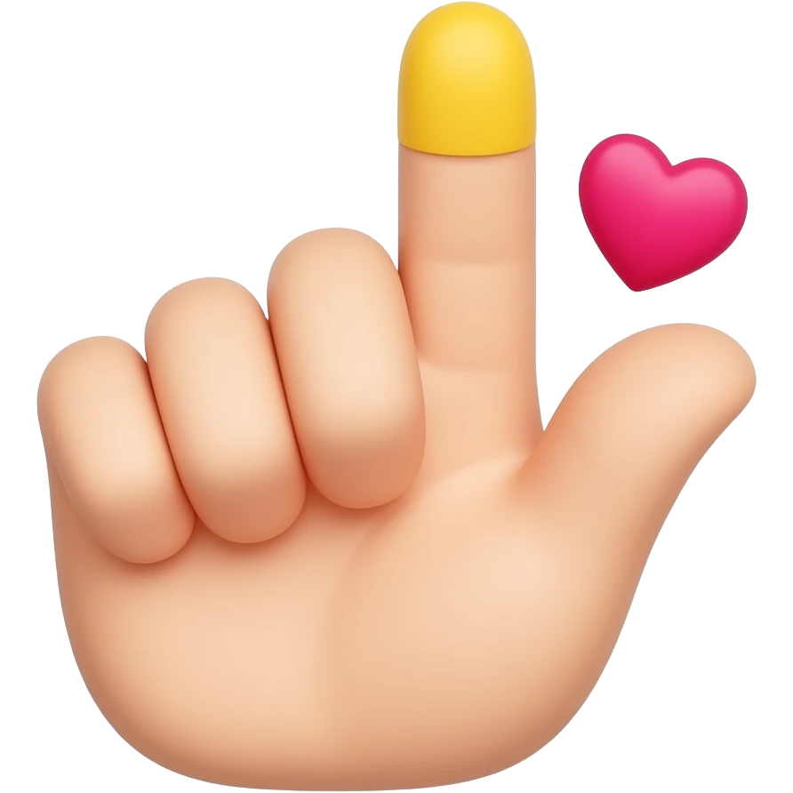 Yellow middle finger with hearts emoji