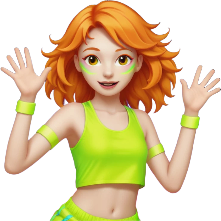 Ginger girl dancing at a rave emoji