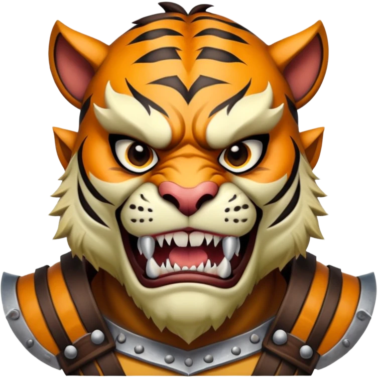 Tiger orc warrior with fangs and stripes emoji