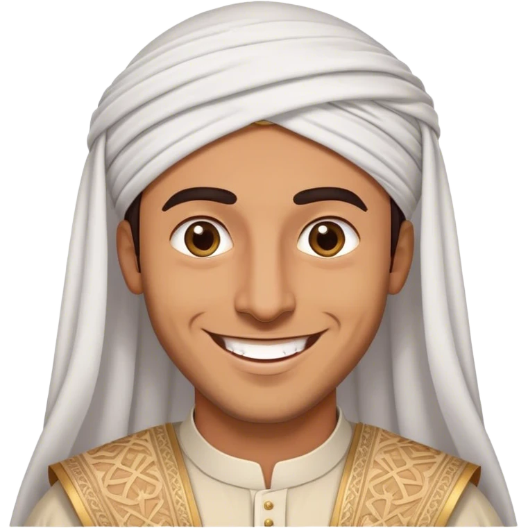 man in arab dress with a big smile emoji