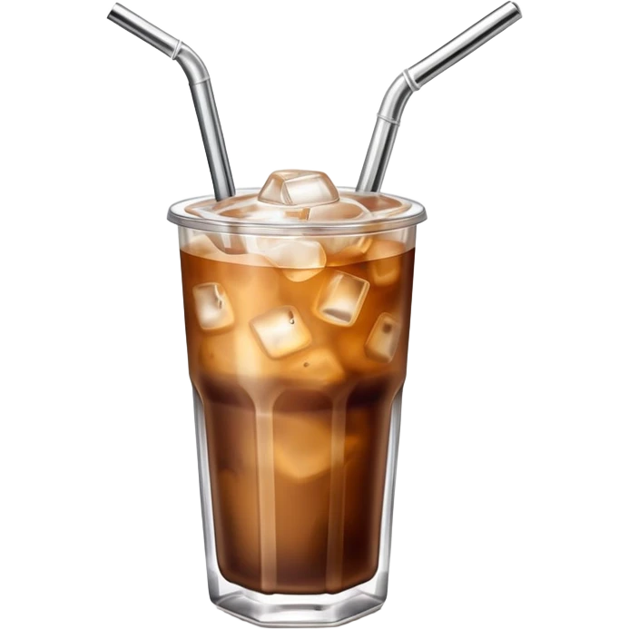 a glass of iced coffee with a metal straw emoji