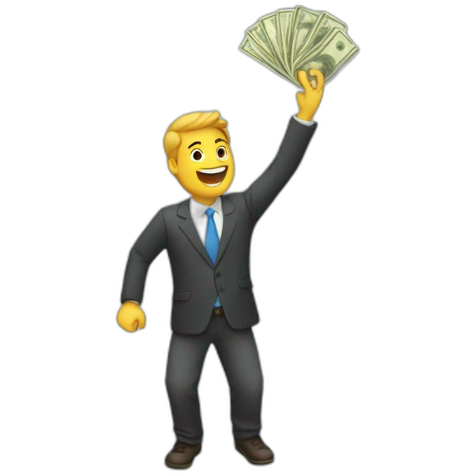 a man throwing money in the air emoji