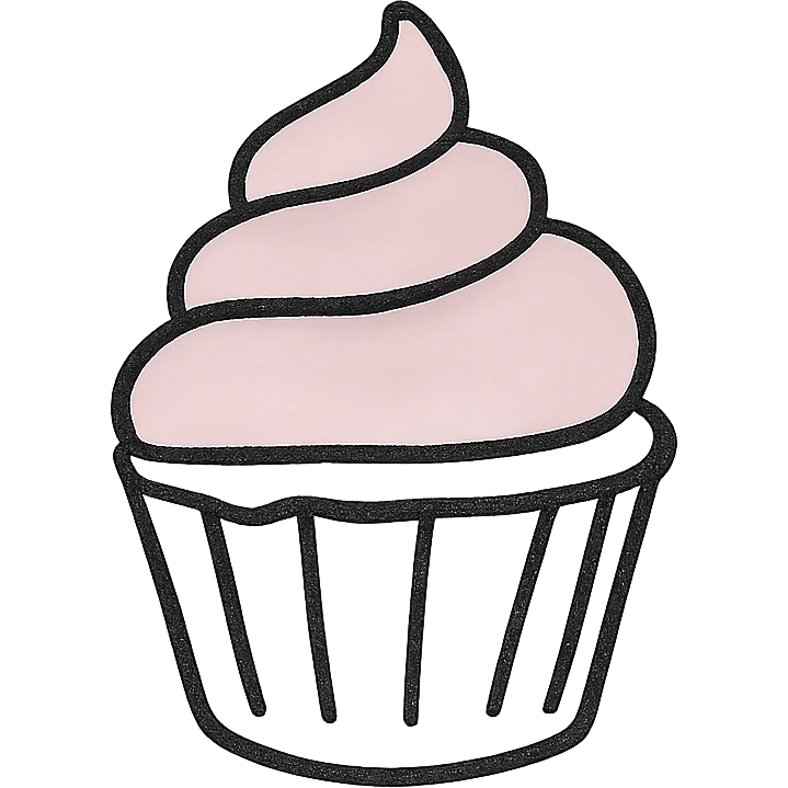 minimal clean lines cupcake with pink icing, no text emoji