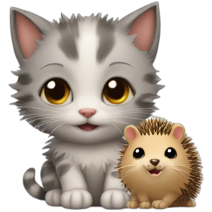 kitten and hedgehog emoji