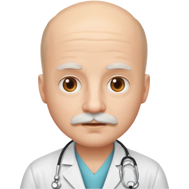 doctor emoji, cute, white mustache, almost bald, kind expression emoji
